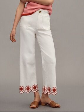 Anthropologie The Colette Cropped High-Rise Wide-Leg Jeans: Scallop-Hem Edition